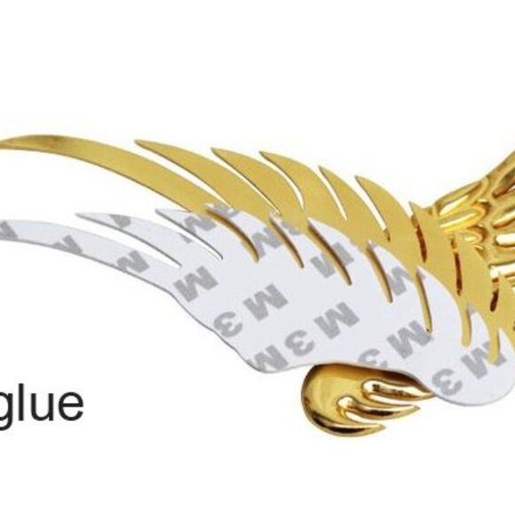 New Pair of Gold Metal Angel Wing Emblems - Picture 7 of 9